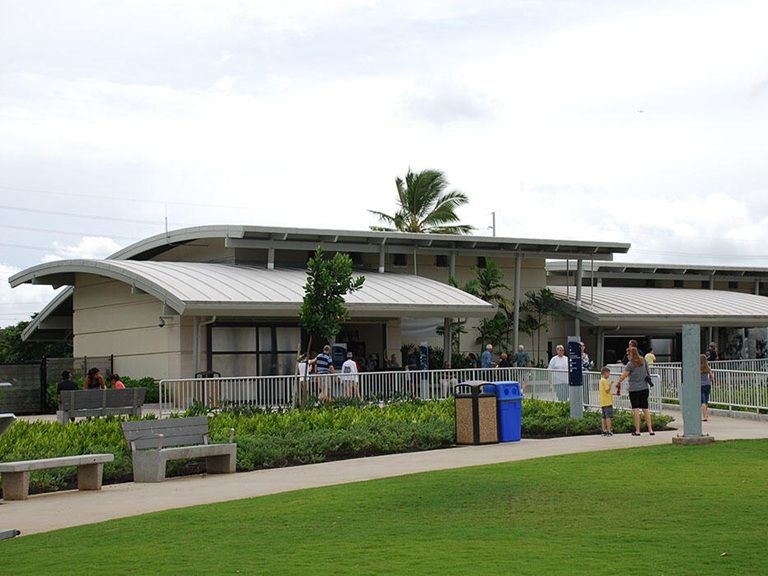 USS Arizona Memorial Visitor Center located in Honolulu, Hawaii at Pearl Harbor